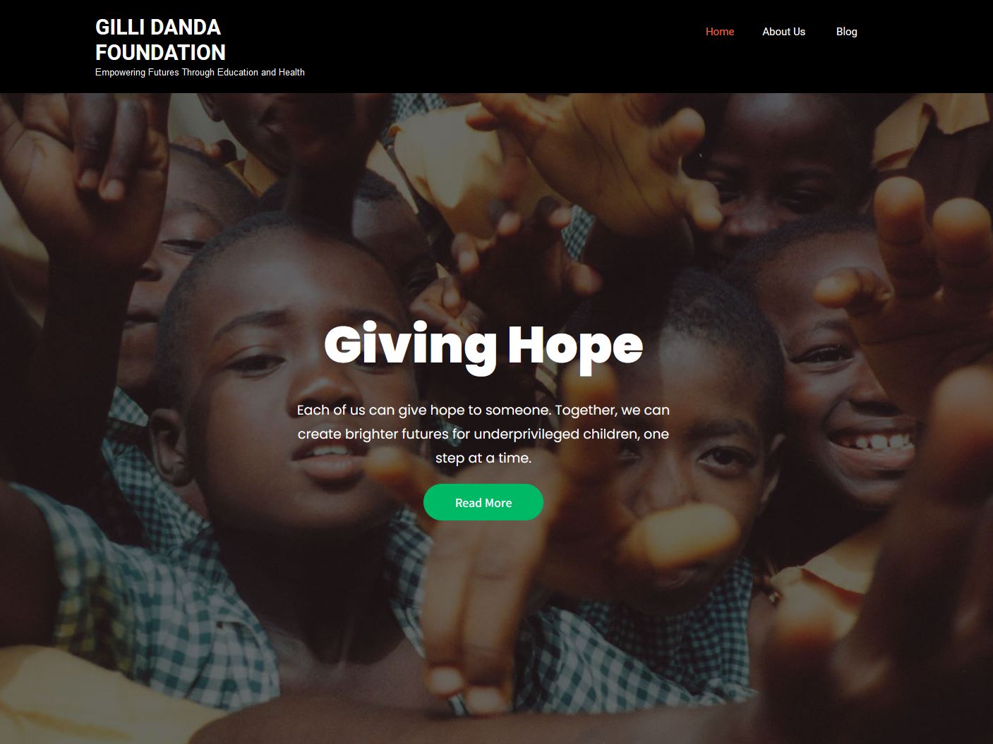 Nonprofit Charity Website for Underprivileged Children